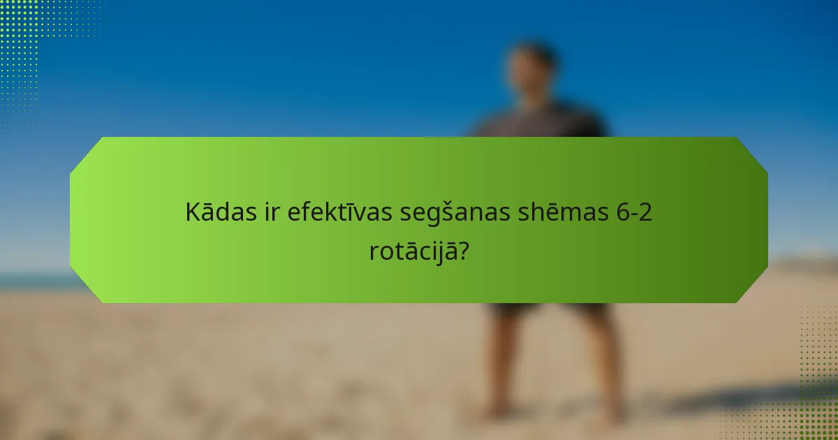 Kādas ir efektīvas segšanas shēmas 6-2 rotācijā?